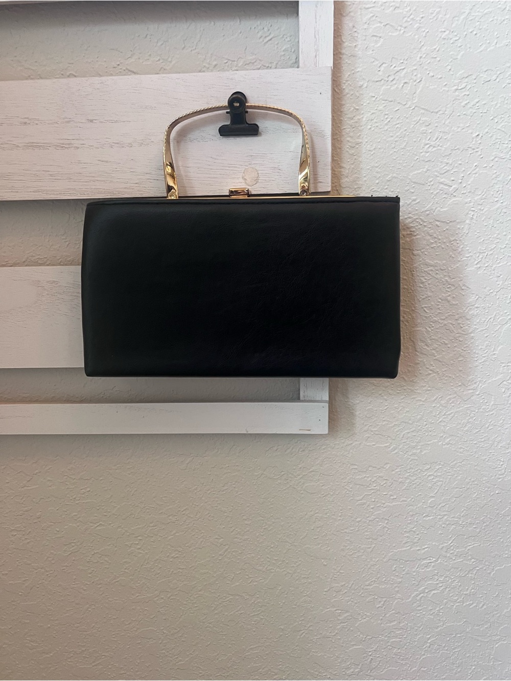 Vintage Andé Black Gold Trim Top Handle Bag